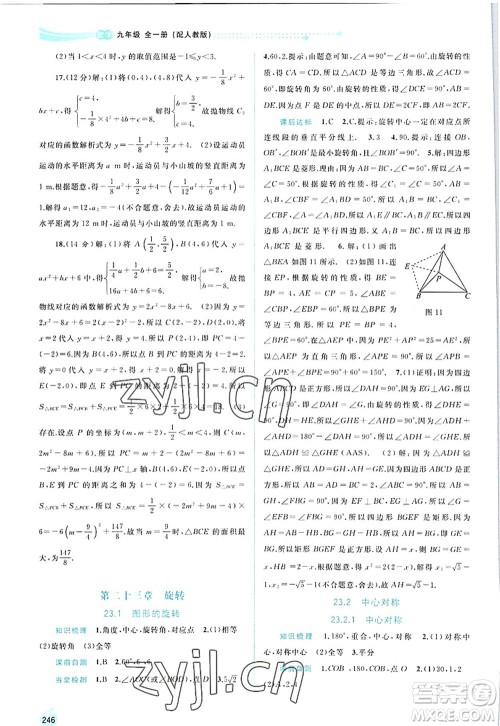 广西师范大学出版社2022新课程学习与测评同步学习九年级数学全一册人教版答案