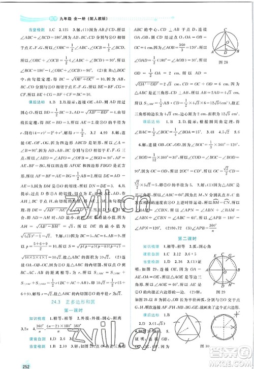 广西师范大学出版社2022新课程学习与测评同步学习九年级数学全一册人教版答案