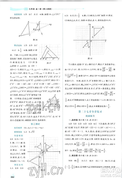 广西师范大学出版社2022新课程学习与测评同步学习九年级数学全一册人教版答案