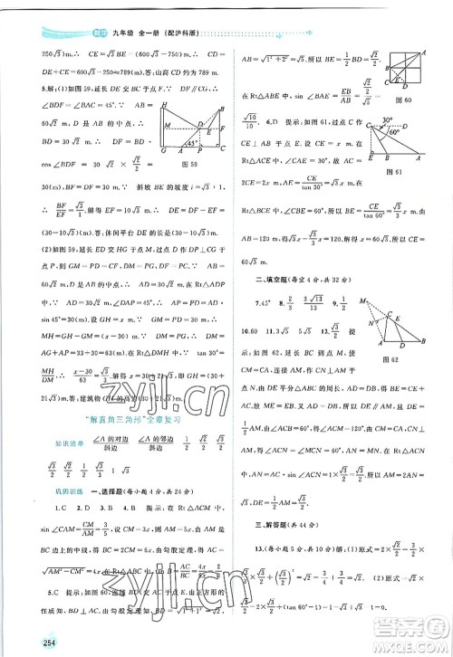 广西师范大学出版社2022新课程学习与测评同步学习九年级数学全一册沪科版答案