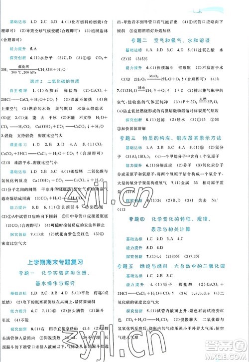 广西师范大学出版社2022新课程学习与测评同步学习九年级化学全一册鲁教版答案