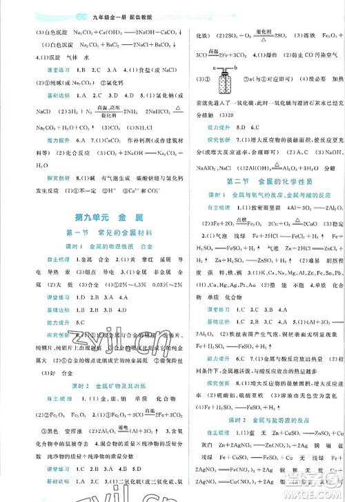 广西师范大学出版社2022新课程学习与测评同步学习九年级化学全一册鲁教版答案