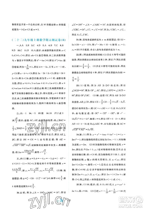 广西师范大学出版社2022新课程学习与测评单元双测九年级数学全一册A人教版答案