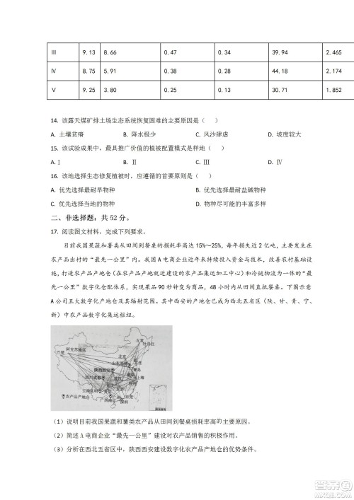 河北省省级联测2022-2023学年高三上学期第一次月考地理试题及答案 河北省省级联测2022-2023学年高三上学期第一次月考地理试题及答案
