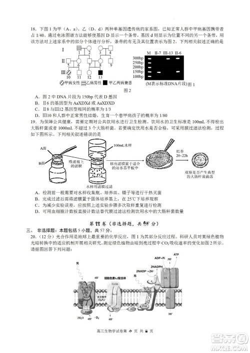 南京市2023届高三年级学情调研生物试题及答案 南京市2023届高三年级学情调研生物试题及答案