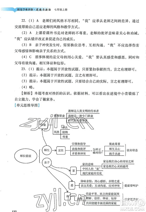 广州出版社2022阳光学业评价七年级道德与法治上册人教版答案 广州出版社2022阳光学业评价七年级道德与法治上册人教版答案