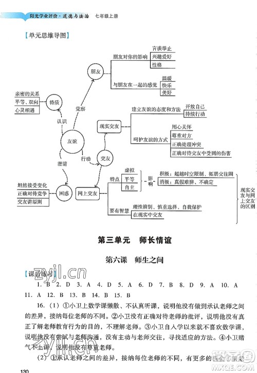 广州出版社2022阳光学业评价七年级道德与法治上册人教版答案 广州出版社2022阳光学业评价七年级道德与法治上册人教版答案