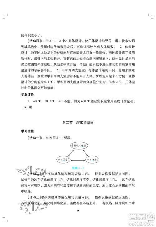 广州出版社2022阳光学业评价八年级物理上册人教版答案