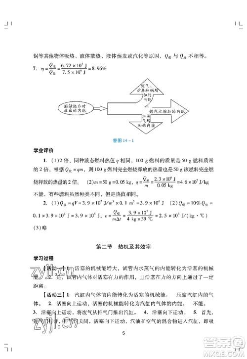 广州出版社2022阳光学业评价九年级物理上册人教版答案