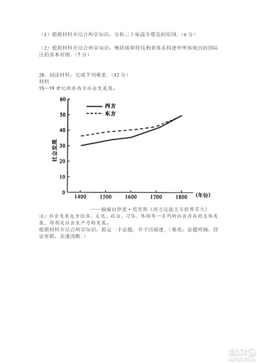 辽宁2022-2023学年度上六校高三期初考试历史试题及答案