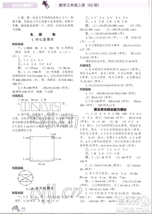 辽宁教育出版社2022秋尖子生题库数学三年级上册BS北师版答案 辽宁教育出版社2022秋尖子生题库数学三年级上册BS北师版答案