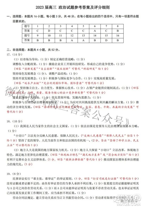 2022-2023学年度武汉市部分学校高三年级九月调研考试政治试题及答案 2022-2023学年度武汉市部分学校高三年级九月调研考试政治试题及答案