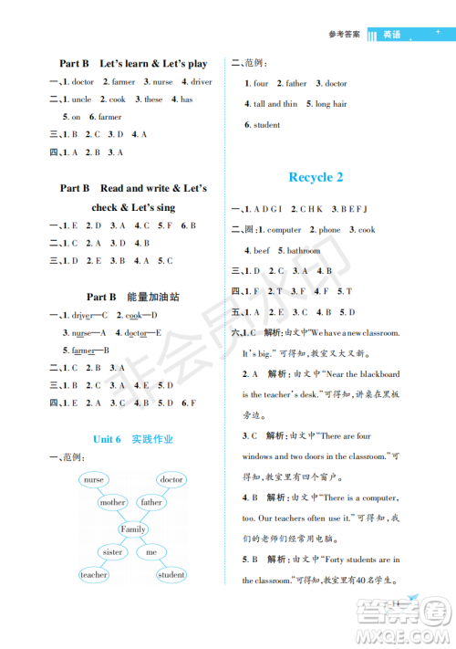 海南出版社2022新课程学习指导四年级英语上册人教版答案