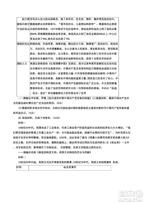 河南省创新联盟2022-2023学年高二上学期第一次联考历史试题及答案