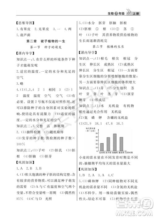 武汉出版社2022智慧学习天天向上课堂作业七年级生物上册人教版答案 武汉出版社2022智慧学习天天向上课堂作业七年级生物上册人教版答案