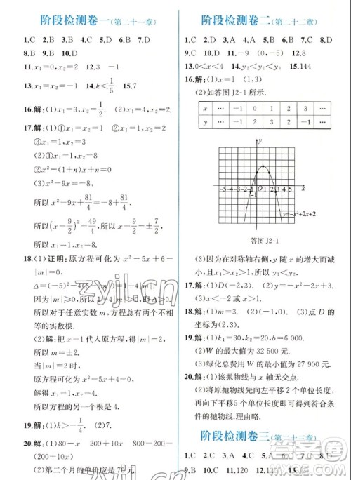 人民教育出版社2022秋同步学历案课时练数学九年级上册人教版答案