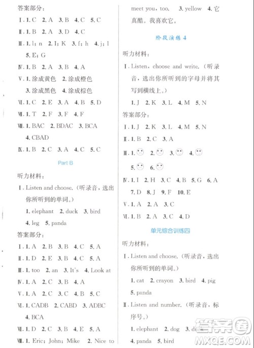 人民教育出版社2022秋小学同步测控优化设计英语三年级上册增强版答案 人民教育出版社2022秋小学同步测控优化设计英语三年级上册增强版答案