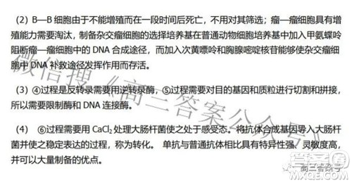 2023届河北省示范性高中高三年级调研考试生物试题及答案