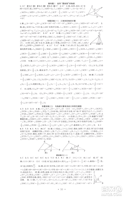 合肥工业大学出版社2022七天学案学练考八年级数学上册人教版参考答案 合肥工业大学出版社2022七天学案学练考八年级数学上册人教版参考答案