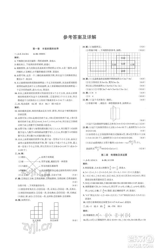 北京教育出版社2022秋季名校作业七年级上册数学北师大版参考答案