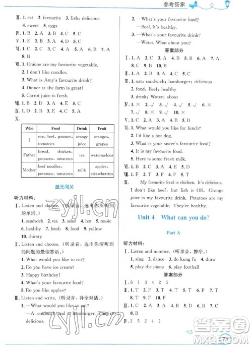 人民教育出版社2022秋小学同步测控优化设计英语五年级上册福建专版答案