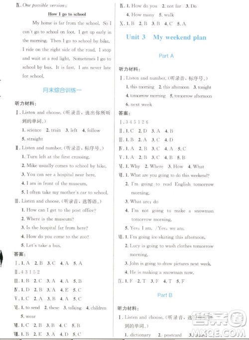 人民教育出版社2022秋小学同步测控优化设计英语六年级上册增强版答案