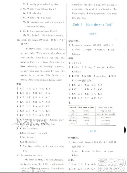 人民教育出版社2022秋小学同步测控优化设计英语六年级上册增强版答案