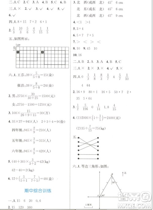 人民教育出版社2022秋小学同步测控优化设计数学六年级上册增强版答案