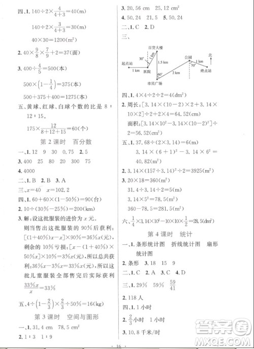 人民教育出版社2022秋小学同步测控优化设计数学六年级上册精编版答案