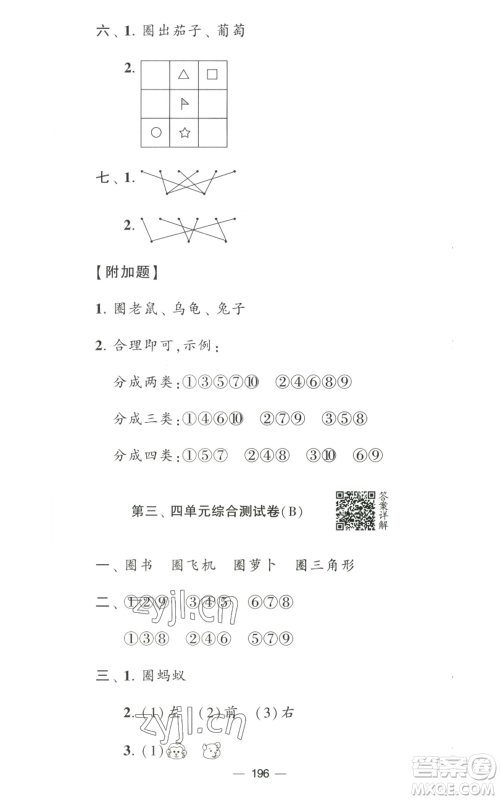 宁夏人民教育出版社2022学霸提优大试卷一年级上册数学江苏版江苏国标参考答案 宁夏人民教育出版社2022学霸提优大试卷一年级上册数学江苏版江苏国标参考答案