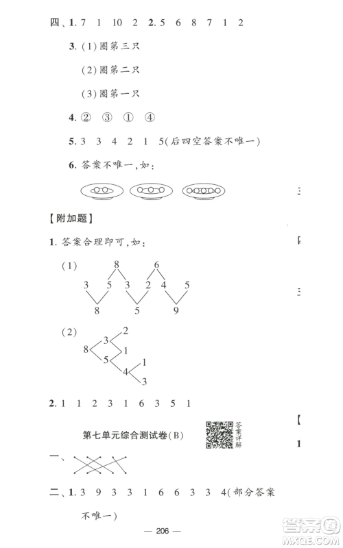宁夏人民教育出版社2022学霸提优大试卷一年级上册数学江苏版江苏国标参考答案 宁夏人民教育出版社2022学霸提优大试卷一年级上册数学江苏版江苏国标参考答案