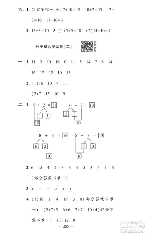 宁夏人民教育出版社2022学霸提优大试卷一年级上册数学江苏版江苏国标参考答案 宁夏人民教育出版社2022学霸提优大试卷一年级上册数学江苏版江苏国标参考答案