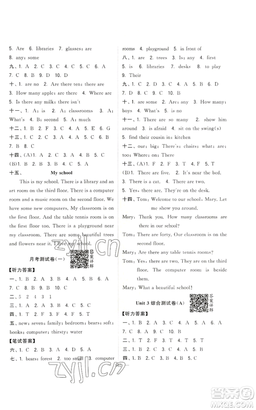 宁夏人民教育出版社2022学霸提优大试卷五年级上册英语江苏版江苏国标参考答案 宁夏人民教育出版社2022学霸提优大试卷五年级上册英语江苏版江苏国标参考答案