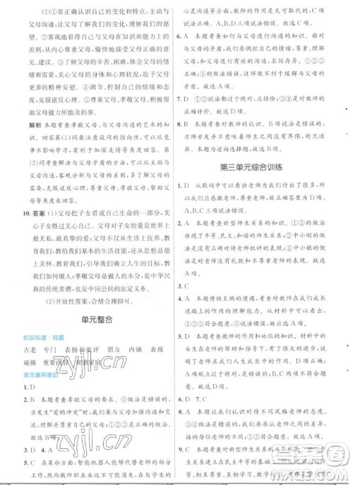 人民教育出版社2022秋初中同步测控优化设计道德与法治七年级上册人教版答案 人民教育出版社2022秋初中同步测控优化设计道德与法治七年级上册人教版答案