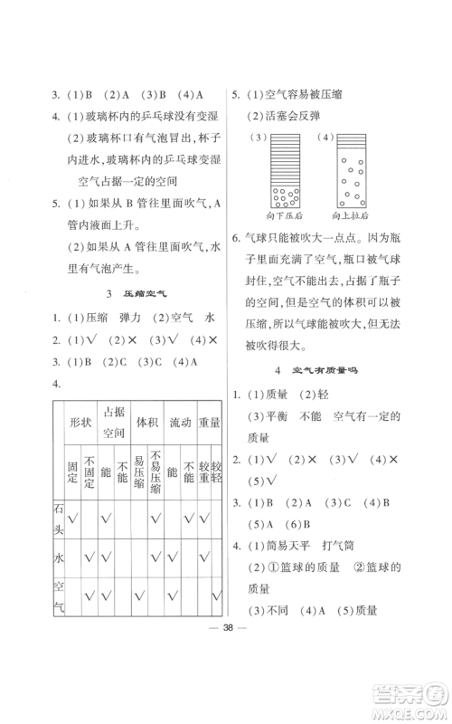 宁夏人民教育出版社2022经纶学典学霸棒棒堂同步提优三年级上册科学教科版参考答案