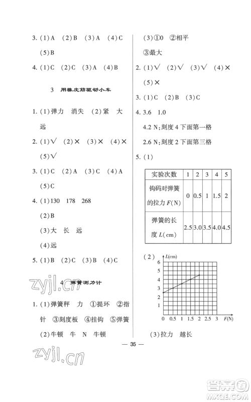 宁夏人民教育出版社2022经纶学典学霸棒棒堂同步提优四年级上册科学教科版参考答案