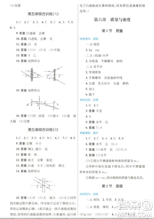 人民教育出版社2022秋初中同步测控优化设计物理八年级上册人教版答案 人民教育出版社2022秋初中同步测控优化设计物理八年级上册人教版答案