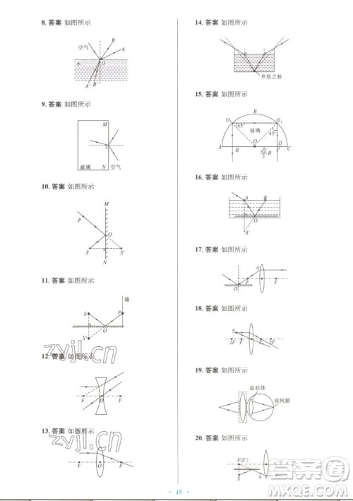 人民教育出版社2022秋初中同步测控优化设计物理八年级上册人教版答案 人民教育出版社2022秋初中同步测控优化设计物理八年级上册人教版答案