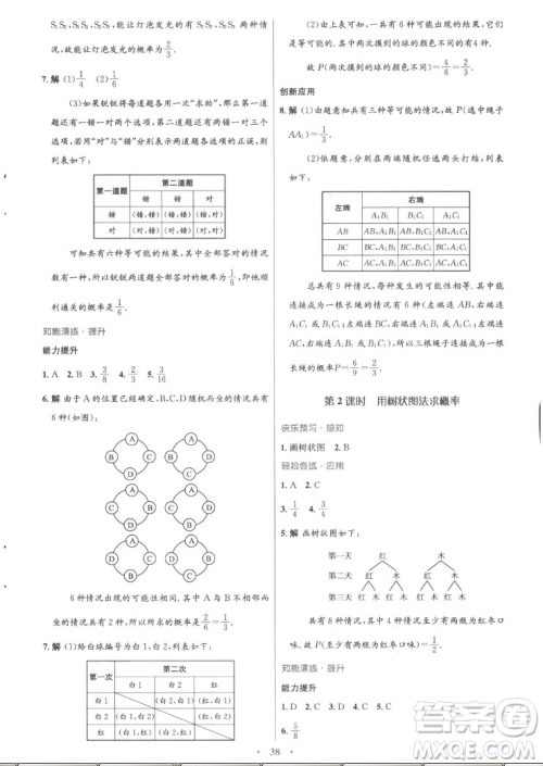 人民教育出版社2022秋初中同步测控优化设计数学九年级上册精编版答案