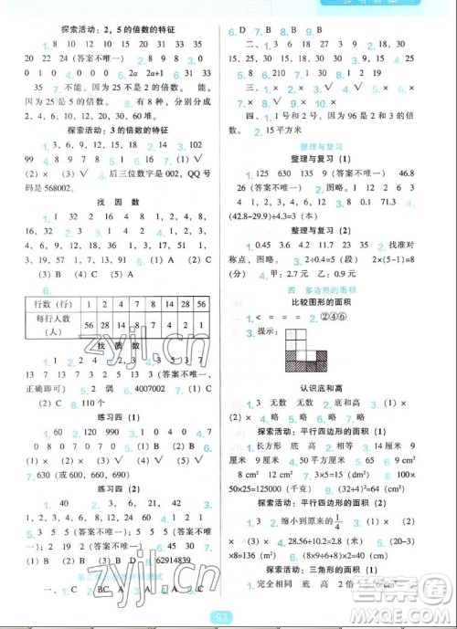 辽海出版社2022秋新课程能力培养数学五年级上册北师大版答案 辽海出版社2022秋新课程能力培养数学五年级上册北师大版答案