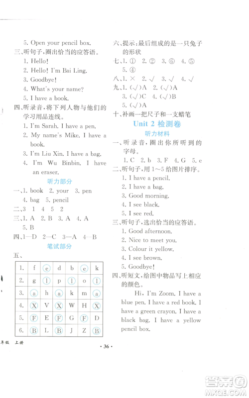 人民教育出版社2022胜券在握同步解析与测评课堂巩固练习三年级上册英语人教版重庆专版参考答案 人民教育出版社2022胜券在握同步解析与测评课堂巩固练习三年级上册英语人教版重庆专版参考答案