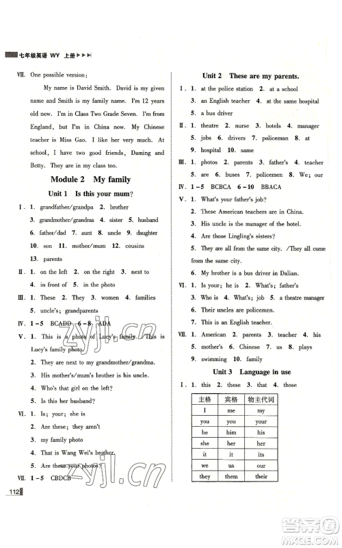 北方妇女儿童出版社2022胜券在握辽宁作业分层培优学案七年级上册英语外研版参考答案 北方妇女儿童出版社2022胜券在握辽宁作业分层培优学案七年级上册英语外研版参考答案