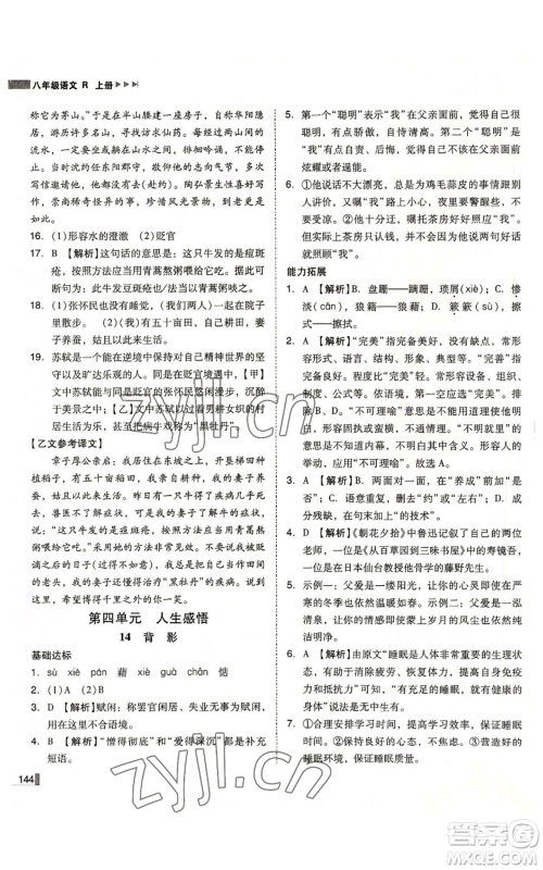 北方妇女儿童出版社2022胜券在握辽宁作业分层培优学案八年级上册语文人教版参考答案 北方妇女儿童出版社2022胜券在握辽宁作业分层培优学案八年级上册语文人教版参考答案