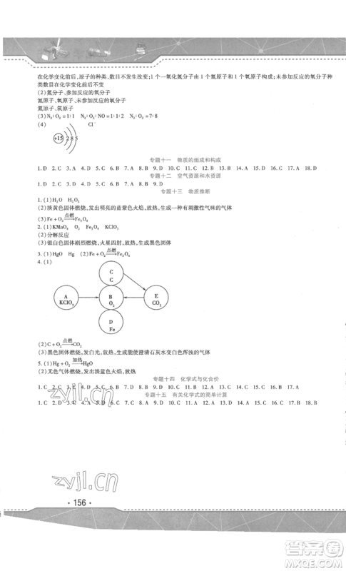 吉林出版集团股份有限公司2022精析巧练八年级上册化学人教版参考答案