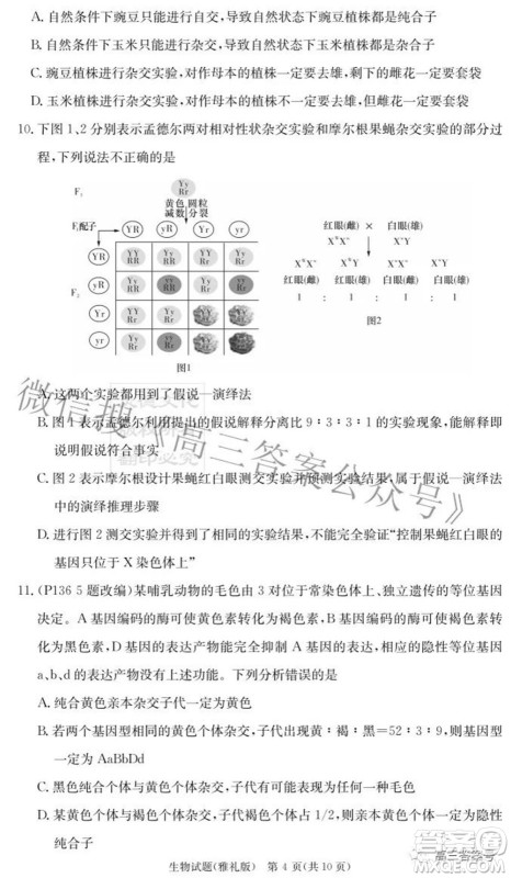 雅礼中学2023届高三月考试卷二生物试题及答案