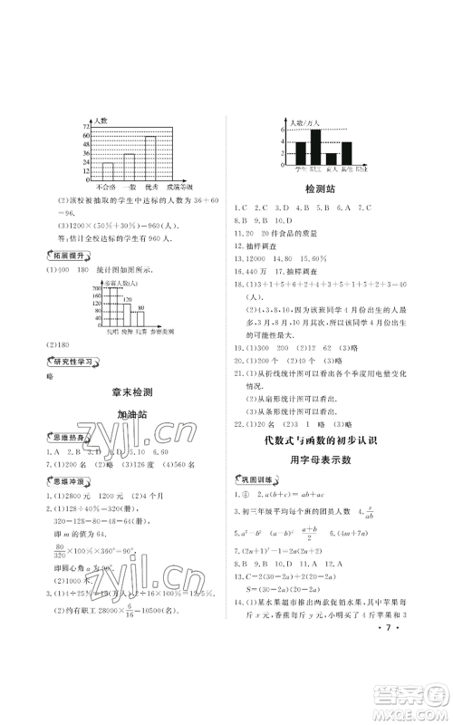 山东人民出版社2022初中卷行知天下七年级上册数学青岛版参考答案 山东人民出版社2022初中卷行知天下七年级上册数学青岛版参考答案
