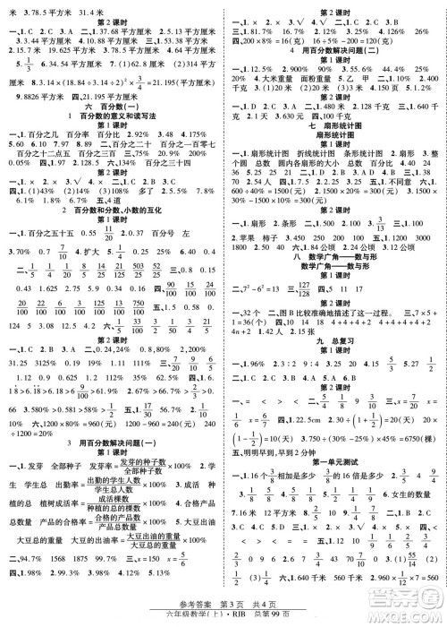 团结出版社2022秋阳光训练课时作业数学六年级上册RJ人教版答案 团结出版社2022秋阳光训练课时作业数学六年级上册RJ人教版答案