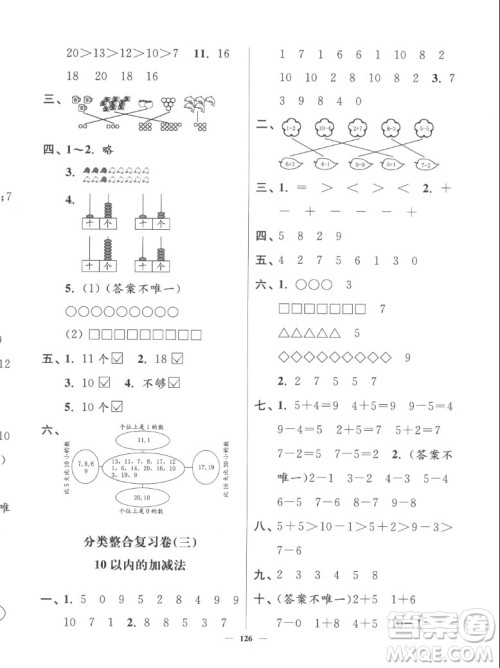 延边大学出版社2022秋江苏好卷一年级数学上册苏教版答案 延边大学出版社2022秋江苏好卷一年级数学上册苏教版答案