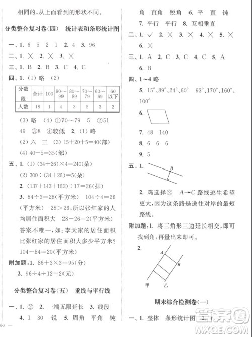 延边大学出版社2022秋江苏好卷四年级数学上册苏教版答案