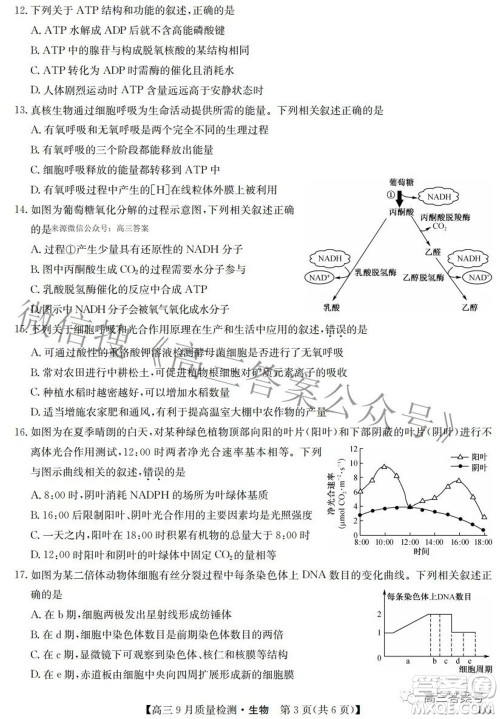 2023届九师联盟高三9月质量检测巩固卷LG生物试题及答案